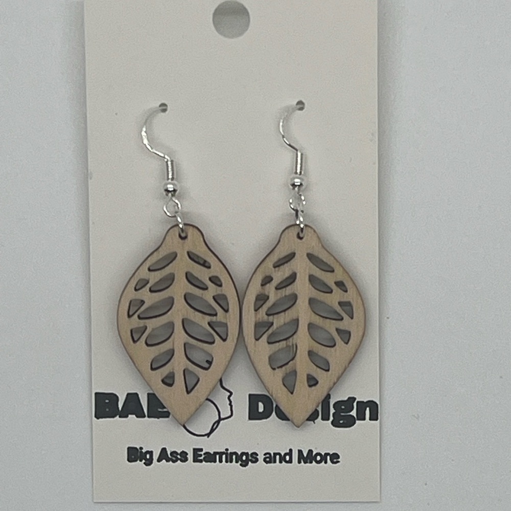 Leaf Design Wooden Earrings